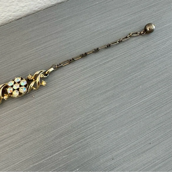 Vintage Aurora Borealis Crystal Choker Gold Tone 1950s Style - Picture 6 of 10
